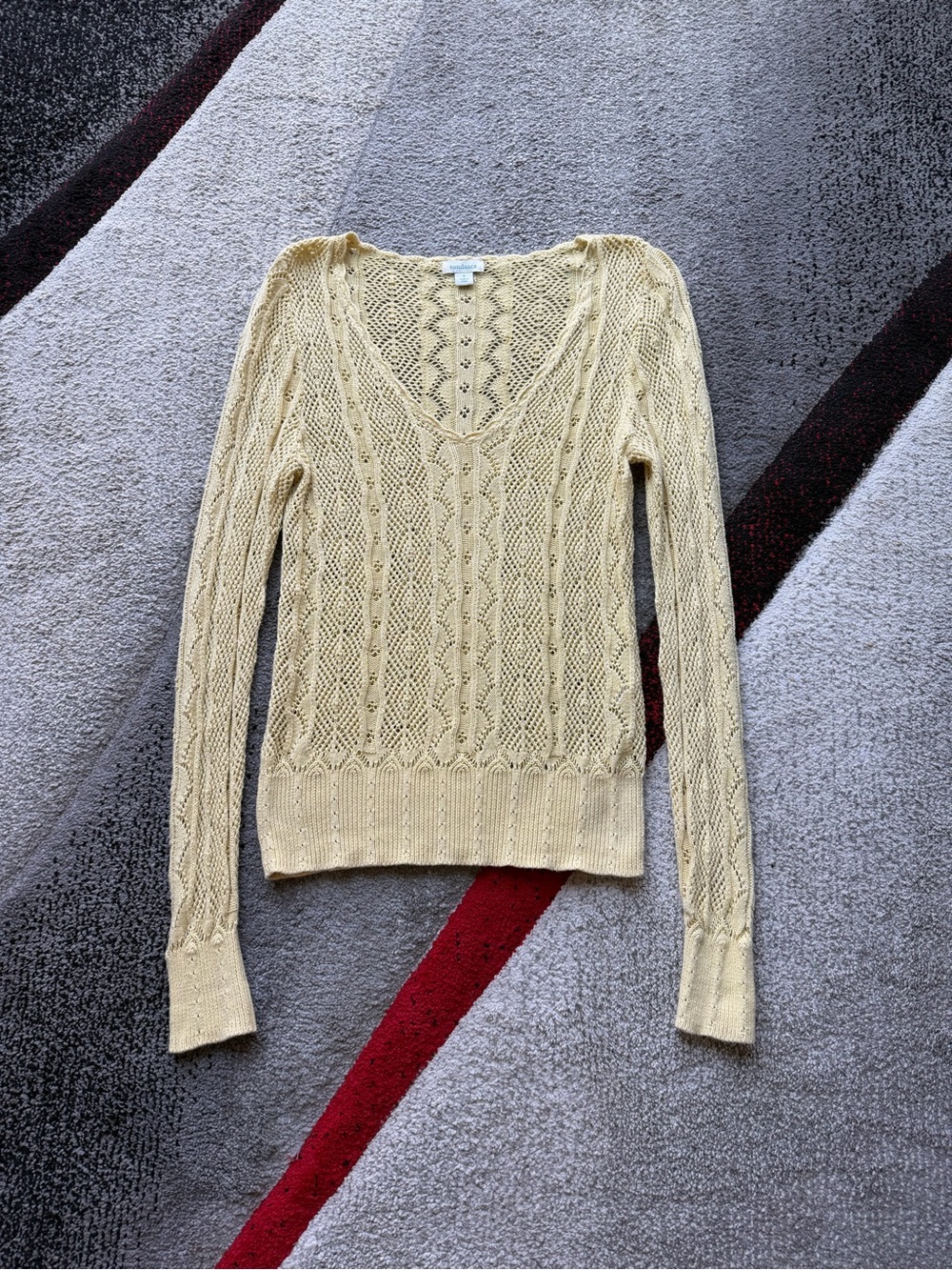 Sundance Butter Yellow V Neck Knit Sweater